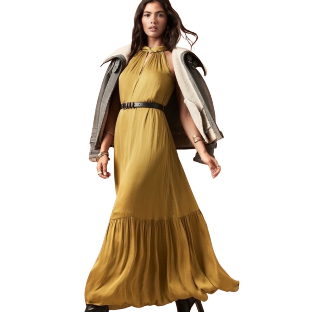 Banana Republic Mustard “Turner Twisted” Maxi Dress NWT